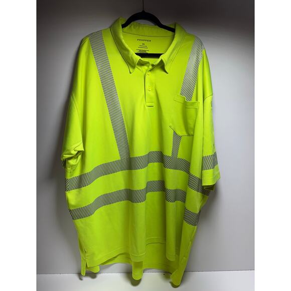 Proper Men’s Hi Visibility Safety Polo Shirt Yellow/Green ANSI Class 2 - Picture 6 of 8
